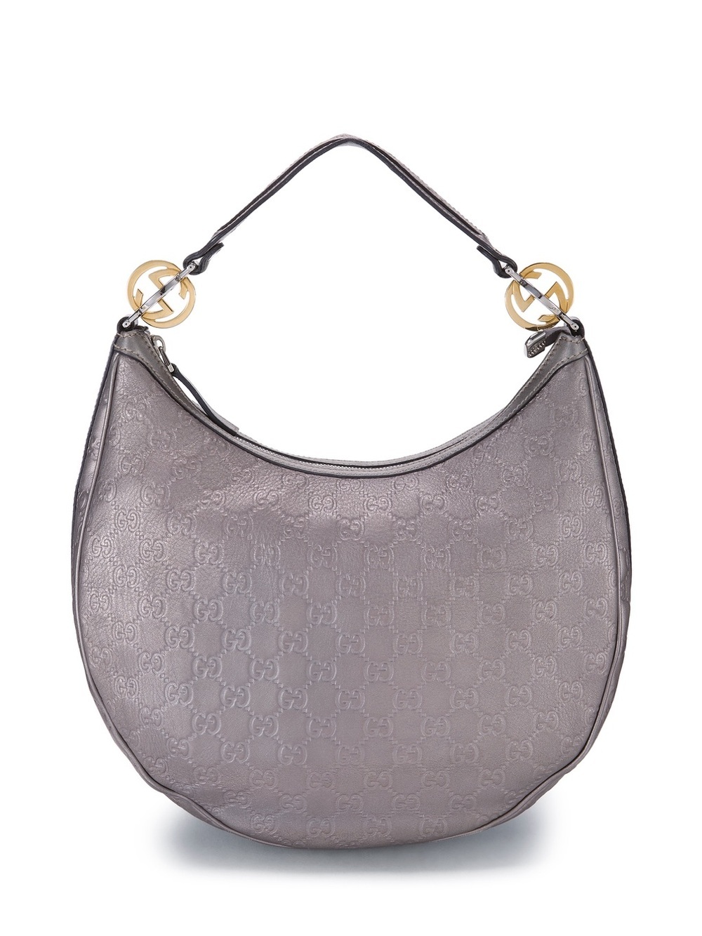 GUCCI Guccissima GG Twins Hobo Shoulder Bag Mauve Metallic Leather